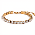 Brățară tennis Miagini din oțel inoxidabil placat cu aur 18K, cu zirconiu cubic de 5 mm, elegantă și strălucitoare.