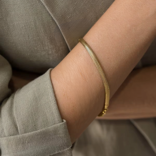 Brățară Snake de 5 mm din oțel inoxidabil placat cu aur 18K, design elegant și modern, de la brandul Miagini.