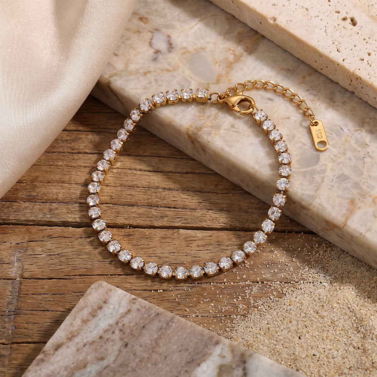 Bratara Tennis cu Zirconiu Cubic 3 mm Otel Inoxidabil placat cu aur 18K