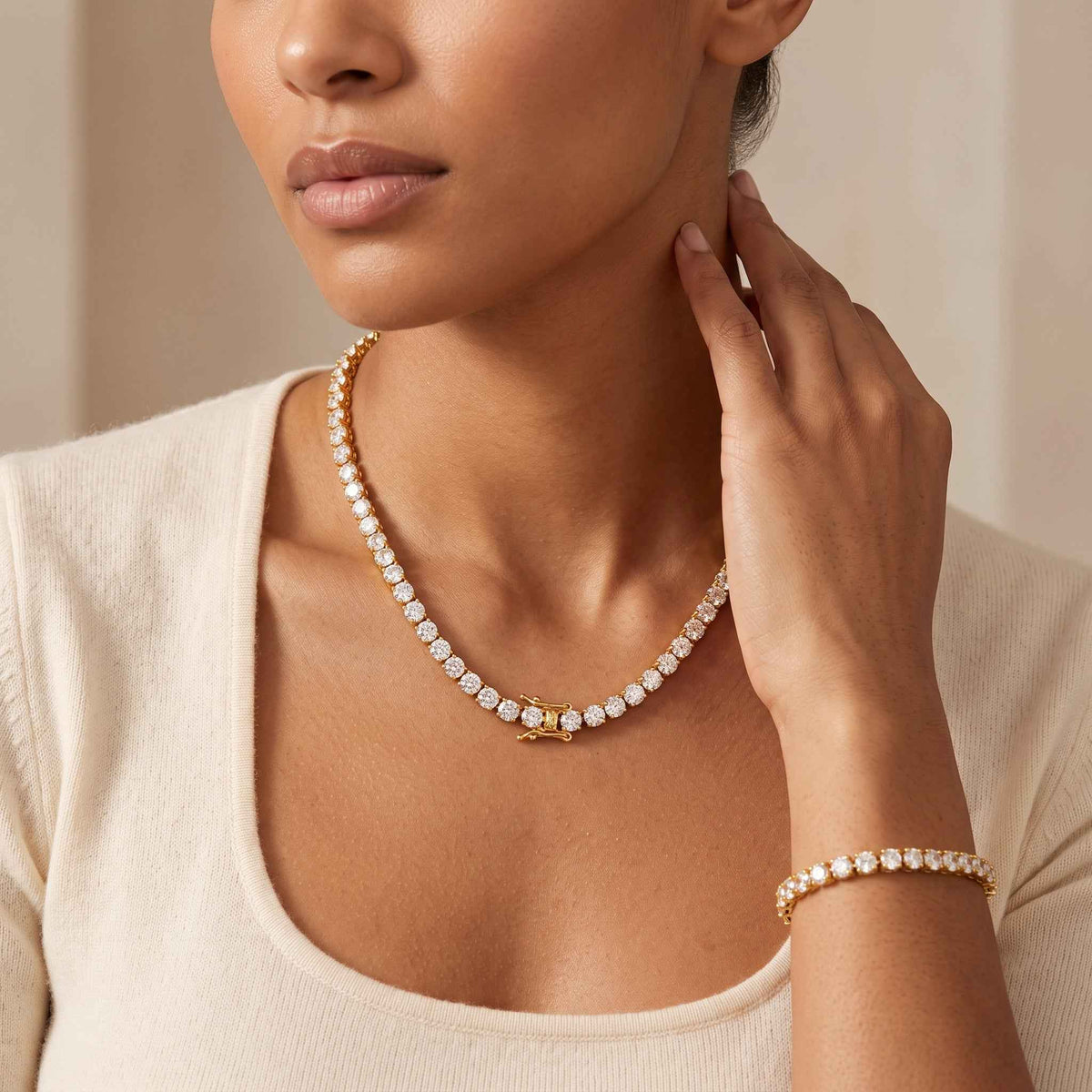 Colier Tennis cu pietre Cubic Zirconia Alama placat cu aur 18K