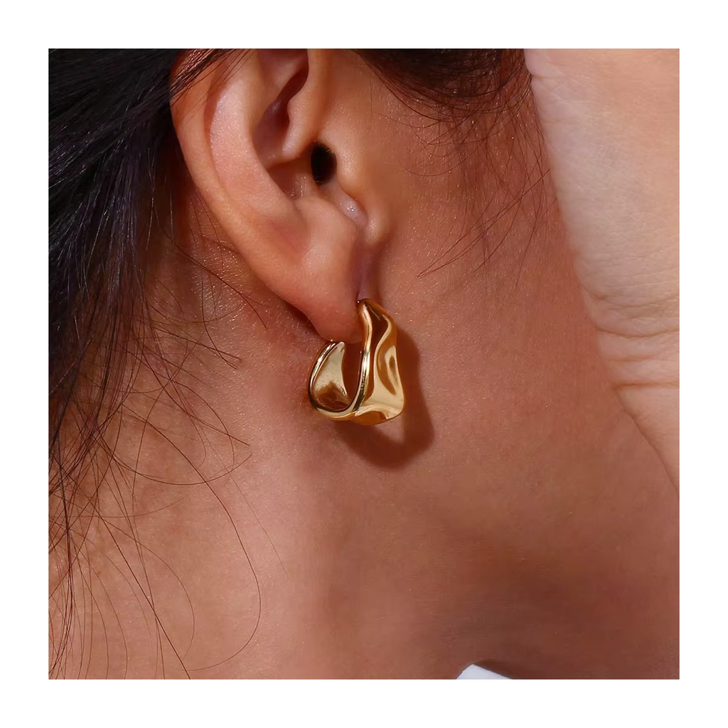 Cercei Statement Hoop Otel Inoxidabil placat cu aur 18K