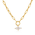 Colier cu Pandantiv Marquise si Zirconiu Cubic Otel Inoxidabil placat cu aur 18K