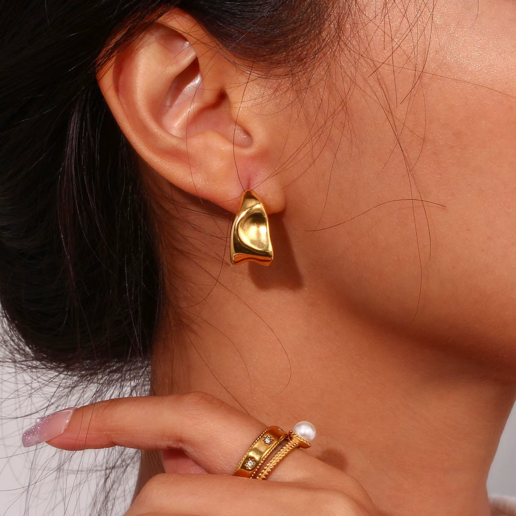 Cercei Statement Hoop Otel Inoxidabil placat cu aur 18K