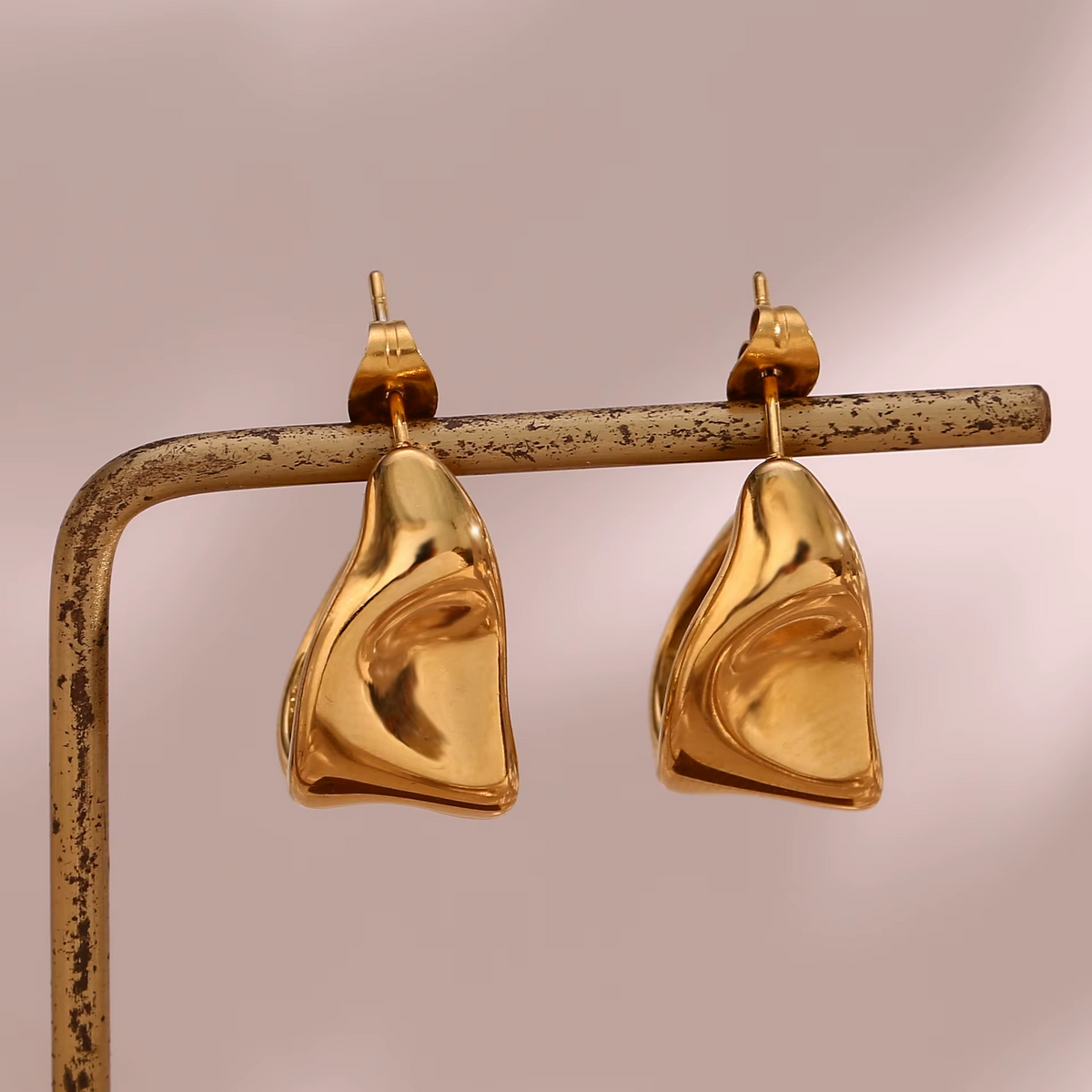 Cercei Statement Hoop Otel Inoxidabil placat cu aur 18K