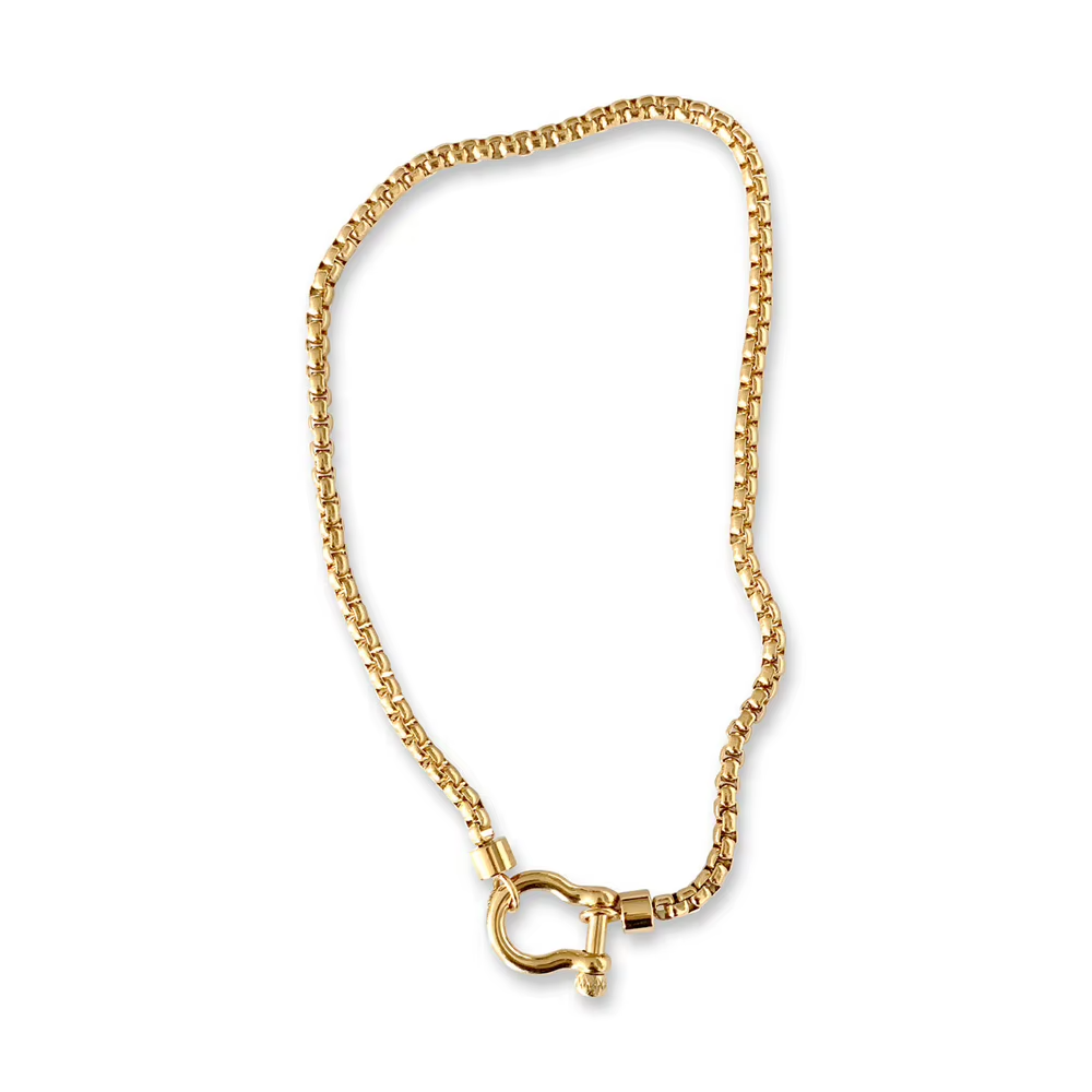 Colier Box Otel Inoxidabil placat cu aur 18K