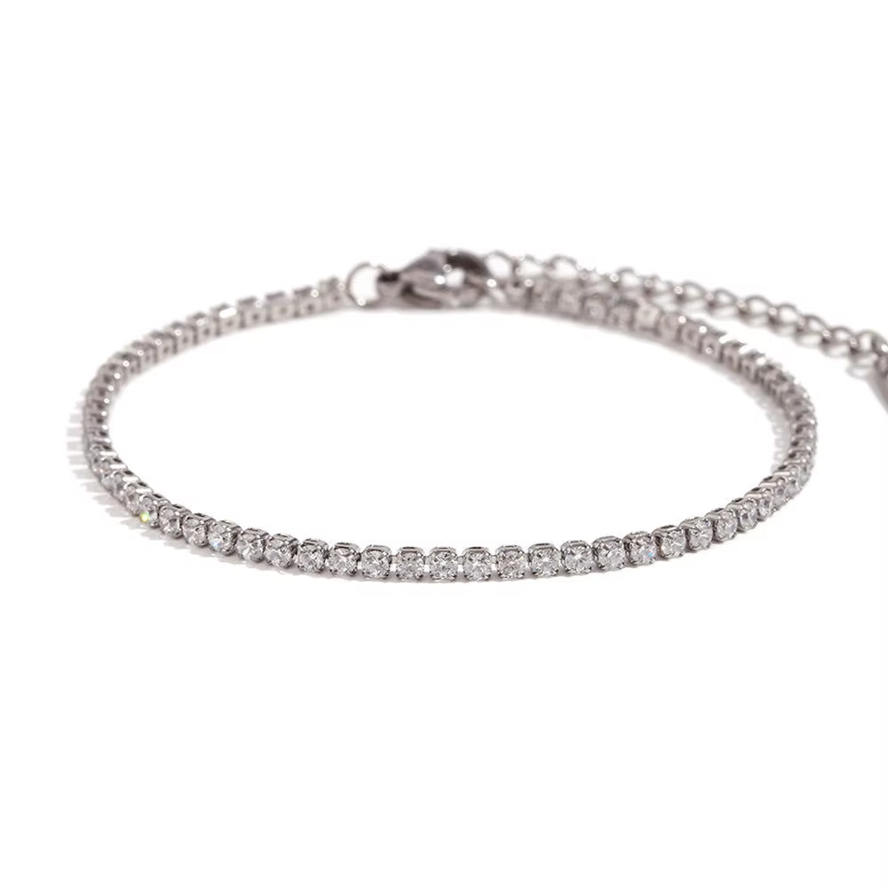 Bratara Tennis cu Zirconiu Cubic 3 mm Otel Inoxidabil placat cu aur 18K