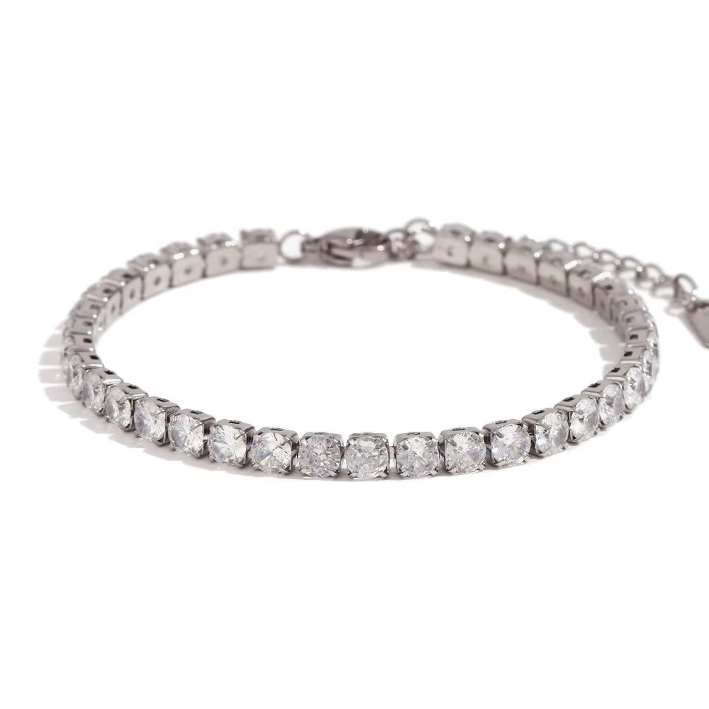 Bratara Tennis cu Zirconiu Cubic 5 mm Otel Inoxidabil placat cu aur 18K