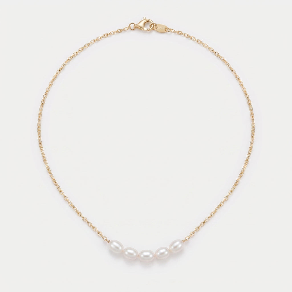 Colier minimalist din oțel inoxidabil placat cu aur 18K cu perlă, design elegant și simplu, de la brandul Miagini