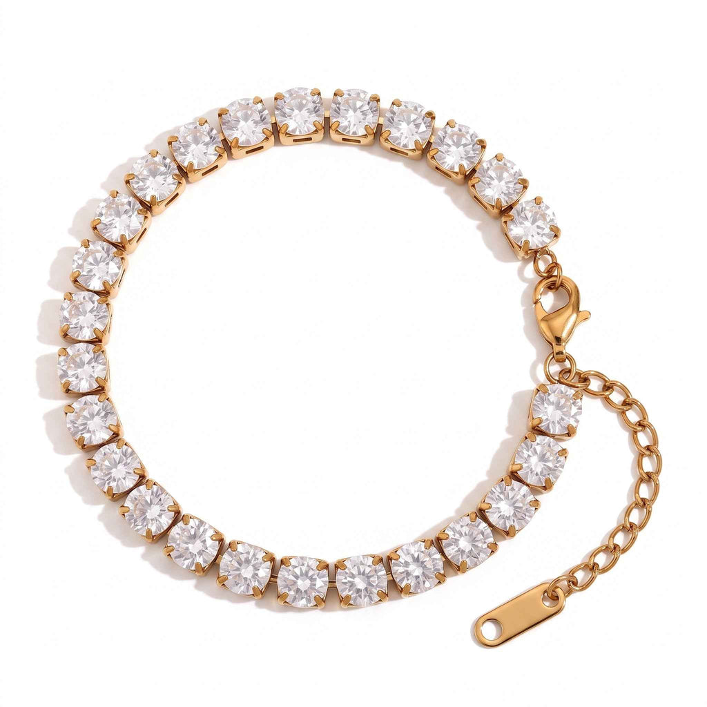 Bratara Tennis cu Zirconiu Cubic 5 mm Otel Inoxidabil placat cu aur 18K